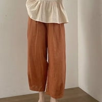 CLLIOS široke posteljine za noge za žene Ljeto elastični struk pant labavi moli casual kravata prednje pantalone joge donje hlače