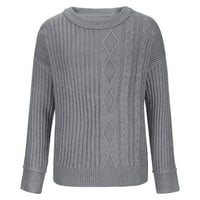 Oieyuz džemper sa čvrstim bojama za žensko Ležerne prilike sa otvorenim okruglim vratom