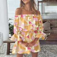 Ženska casual haljina Ženska plaža Off rame Tunika Ležerne prilike Loso Fit Bell rukava Mini cvjetna