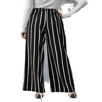 Ženske hlače prugale su visoke hlače za noge visoke struke crno-bijelo l