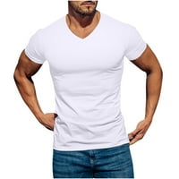 Spring Tops Big & Vill White T Majice za muškarce Ležerne prilike Ležerne prilike V-izrez Dan ispisa pulover Fitness Sportske kratke hlače rukave majice Bluza za muškarce, bijele, 5xl