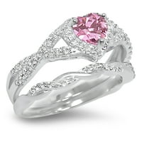 Laraso & Co Carat Pink Tourmaline Oktobar Rođenje CZ Vjenčanje za angažman prsten srebrne veličine 7