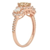 1.79ct okrugli rez braon šampanjac simulirani dijamant 18k ružičasti ružičasti zlato graviranje izjava