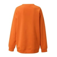 Nestašna pad dukserica za žene prevelizirana crewneck dukserica smiješna pulover s dugim rukavima, narančasta,