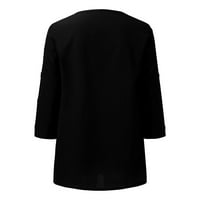 Plain t majice za žene Black TC PULL FRAME OF WOMENS CREW CACT TOP Ležerne prilike proljeće Jesen Dugi