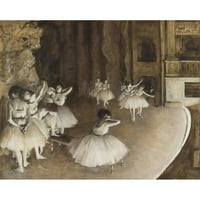 Edgar Degas Black Moderni uokvireni muzejski umjetnički ispis naslovljen - baletna proba na pozornici