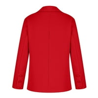 Ženski kaput žene modni casual udobne soild dugih rukava jaknu odjeća skraćena crvena 6