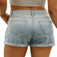 Glonme dame kotrljaju džepove kratke vruće hlače Stretch ljetni traper kratke hlače Gradijentne kuće za odmor Jeans