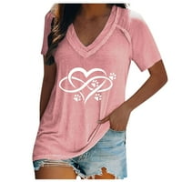 Prodaja odjeće Žene Prevelike srčane grafičke majice Summer Leisure V izrez plus veličina bluza kratki