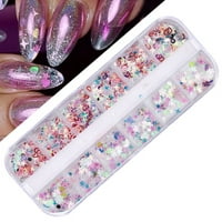 Set od sjaja za nokte srca, holografski nokti konfeti 3D laserski naljepnici za nokte pahuljice ultra tanki nail sjaji akrilni noktiju umjetnički ukrasi, bori