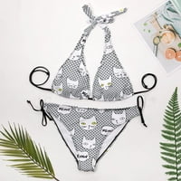Grafičke mačke Žene Halter String Triangle Bikini setovi dva seksi kupaći kostimi