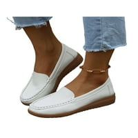 Woobling ženske penny loafers Comfy klizanje na brodu cipele dame casual ravne cipele za hodanje veličine 4,5-8. Bijela 5