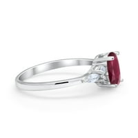 Art Deco ovalni vjenčani prsten Marquise Simulirano rubin CZ Sterling Silver Veličina 8