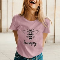 Dame majica s kratkim rukavima o vratnim pčelama Štampane slatka lagana ženska jednostavna odjeća Streetwear