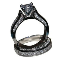Prstenovi 2-in- Ženski vintage bijeli dijamantski srebrni angažman vjenčani set prstena