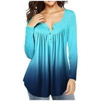 Ženske majice Grafičke žene plus veličina gradijent V-izrez dugih rukava T Dugme pulover bluza vrhova