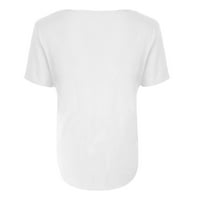 Aoochasliy bluze za žene čišćenje ženskog ležernog majica s kratkim rukavima V-izrez preklopi labavi tops modna bluza