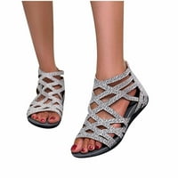 Ženske sandale za gladijatorske sandale Ljetne ravne sandale Trendi rimski ribarske tanko sandale sa zatvaračem sa patentnim zatvaračem