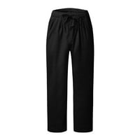 Pamučno-posteljina povremena lagana struka labave hlače Početna Hlače Muške elastične muške pantalone