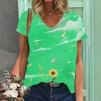 Dame majica s kratkim rukavima V izrezana labava FIT ženska jednostavna odjeća Streetwear Leisure Beach
