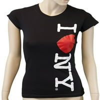 Love Ny New York Ženska majica Spande vertikalni srce Crni medij