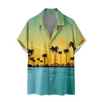 Njoeus Havajska majica za muškarce Majice za muškarce Muškarci Ležerne tipke Color Block Hawaii Print