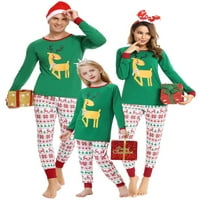 Gwiyeopda Podudaranje porodične pidžame setovi Christmas Elk Print Top i hlače Jammies
