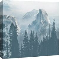 Platno Print Wall Art Retro Vintage Maglovinske planine u borovoj boji Šuma Divljine Fotografija Realism
