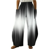 Ženske elastične naklonjene hlače Udobne široke noge Capri ljetni modni dugi Ombre kravata Thane Hlače