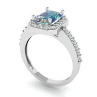 2. CT Sjajni smaragdni Clear Simulirani dijamant 18k bijeli zlatni halo pasijans sa accentima prsten sz 6