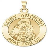 14k žuto zlato Sveti Anthony Vjerska medalja Veličina četvrtine -Solida 14k žuto zlato