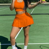 Žene ljetne odjeće Set za rezervoar gornji i tenis skrots Mini nabrajane ruff suknje Jesidno kolor treninga aktivna