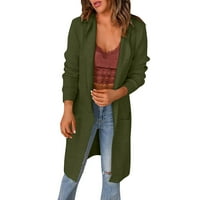 Kardigani za žene Trendy dugih rukava sa kapuljačom džep džep bez dugmeta, ležerna kardigan zelena
