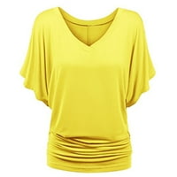 Vrh za žene Ljetni modni gornji plus veličine Žene V-izrez Čvrsti rukav rukav labav majica s majicom