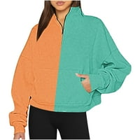 Zip Dukseri za žene Lapel Bluze s dugim rukavima Modni pulover vrhovi geometrijskog tiskanog tromjesečja