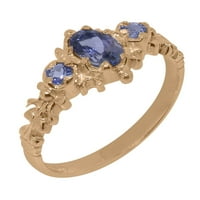Britanci napravili spektakularni 10k ružični zlatni prirodni tanzanit ženski prsten izjave - Veličina opcije - veličina 10.5
