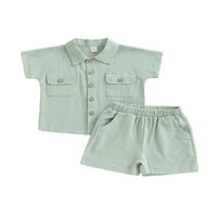Dječji dječak ljeti odjeću čvrsti kratki rukav niz džepne košulje i elastična šarka odjeća odjeća