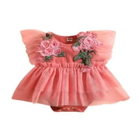 Coduop novorođene dječje djevojčice Romper cvjetni vez koji leti rukav haljina haljina ljetna odjeća
