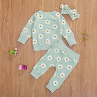 Odjeća za novorođenčad Dječji dječački odjeća za odjeću set dugih rukava okrugli vrat cvjetni tisak