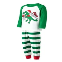 Canis Porodica koja odgovara Božićne pidžame Set Dinosaur Print dugih rukava + prugasti pantalone za