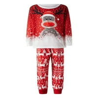 PUDCOCO Podrazumijeva porodica Božićne pidžame Setovi DEER Snowflake Print Dugi rukav + hlače salon
