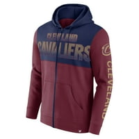 Muška fanatika marke vinska mornarica Cleveland Cavaliers Skyhook Colorblock puni zip hoodie