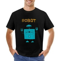 Retro robot u muškim grafičkim majicama s ravnim stilom Vintage kratki rukav Sport Tee Black M