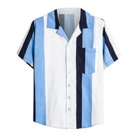 Na prodaju Havajska majica za muškarce Ljeto plaža Lagana prugasti ispis Ispirt Shortdown Majica kratkih