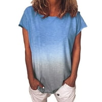 Moderan ljetni plus veličine vrhova bluza kratki rukav za slobodno vrijeme ženske pune majice Blue XL