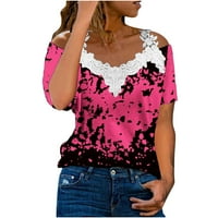 Plus veličine za žene Grafičke majice Žene Ležerne prilike sa ramenim čipkom The Reduel Fit FIT kratkih