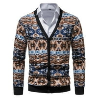 Pgeraug za muškarce Tanki tiskani Veliki džepni Knit Cardigan džemper Flannel majica za muškarce Khaki