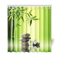 Japanska zavjesa za tuširanje Zen, Zen Stones bambusovo poliesterske tkanine za zavjese za tuširanje