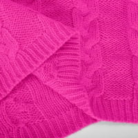 Džemper set za žene dva hlače hlače sa visokim strukom, ležerni pleteni saloni, vrući ružičasti