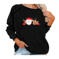 Božićni ženski Santa Claus tiskani majica s dugim rukavima Crew vrat Jesen Ležerne prilike